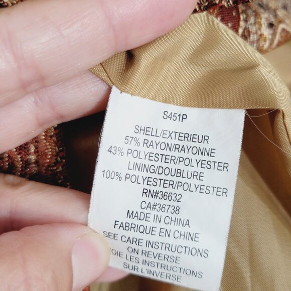Haggar Brown Neutrals Paisley Jacket Blazer Tapestry Weave Lined Two Button - Picture 9 of 16
